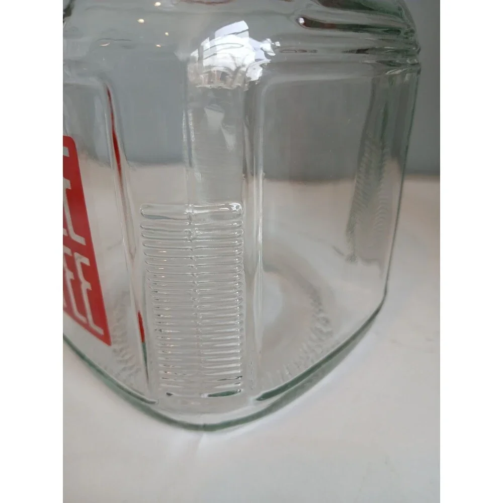 Vintage Hoosier Cabinet Glass Canister COFFEE Jar w/ Lid Red Letters